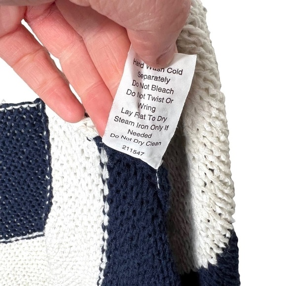 CABI Women's Knit Skipper Vest #679 Blue Cream Wide Stripes Nautical Size Small - Picture 9 of 15